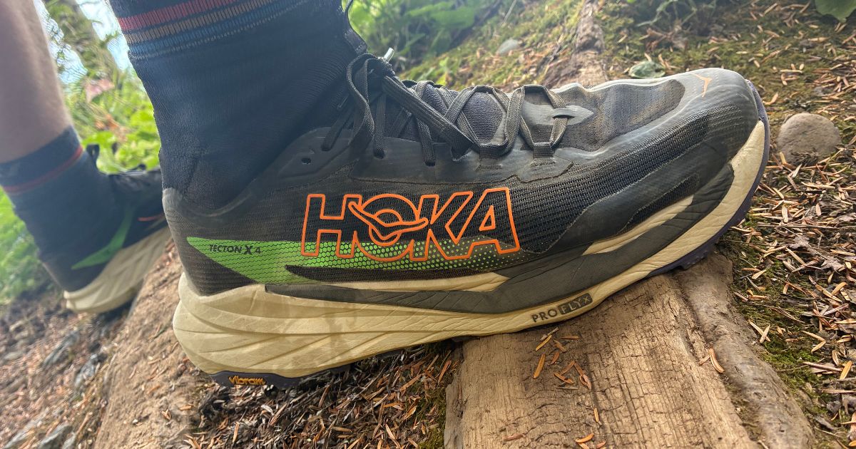 HOKA Tecton X 4 on technical trail terrain