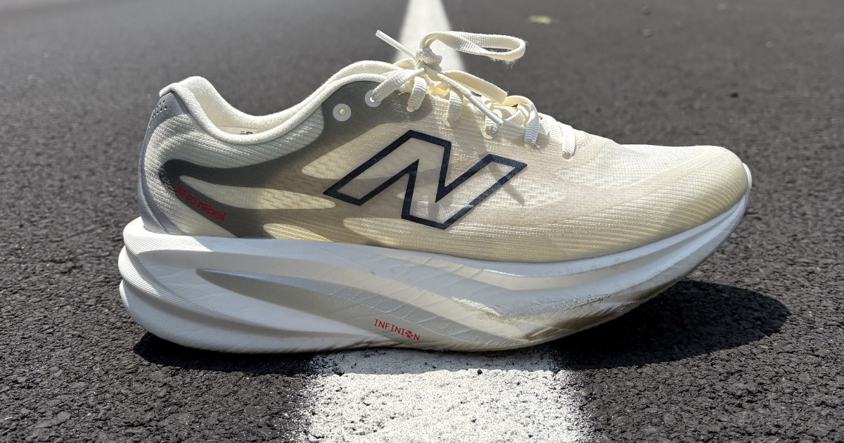 New Balance SC Rebel side profile on pavement